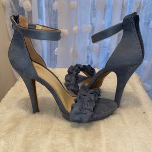Suede blue heels